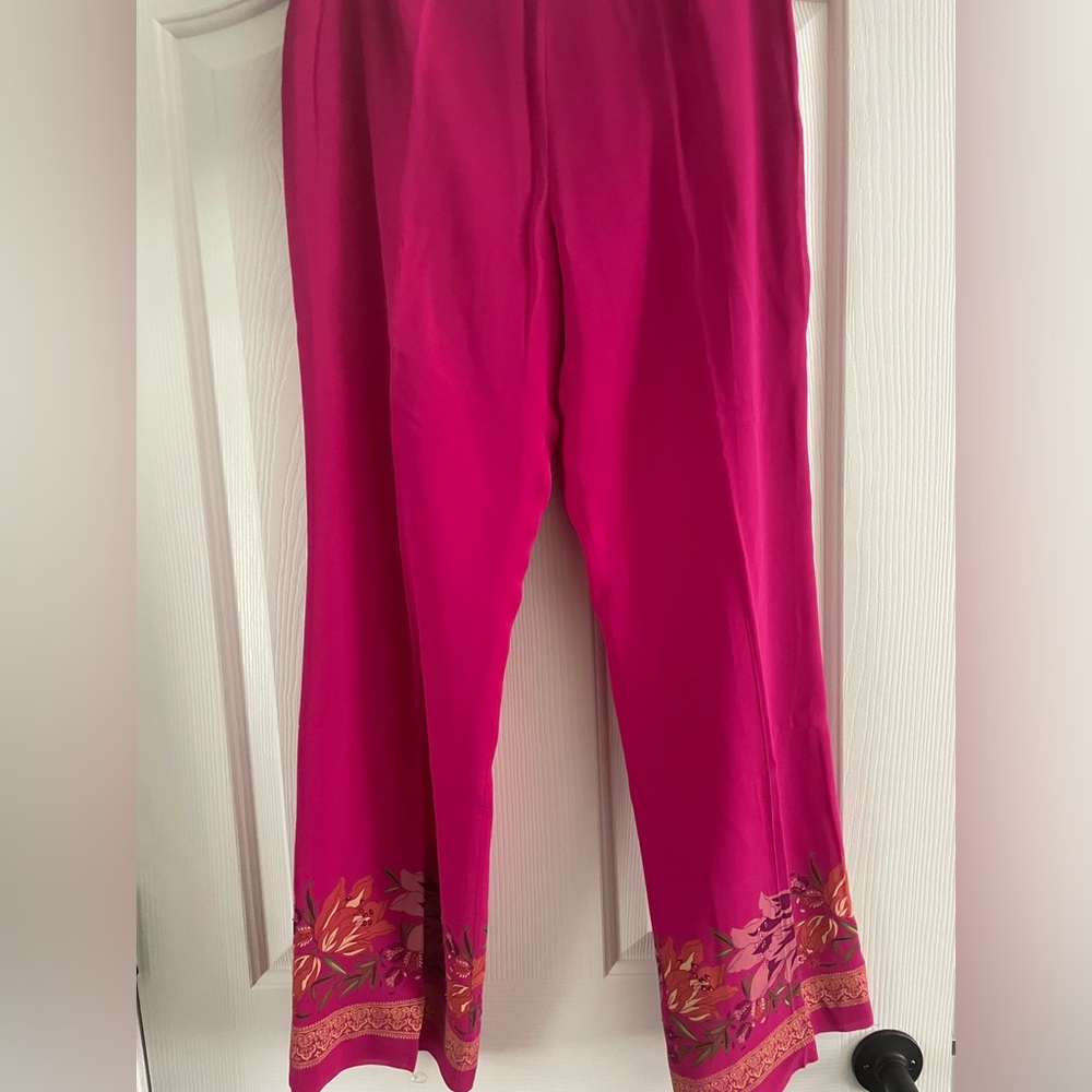 Ann Taylor flowy fuschia pink beaded floral pants